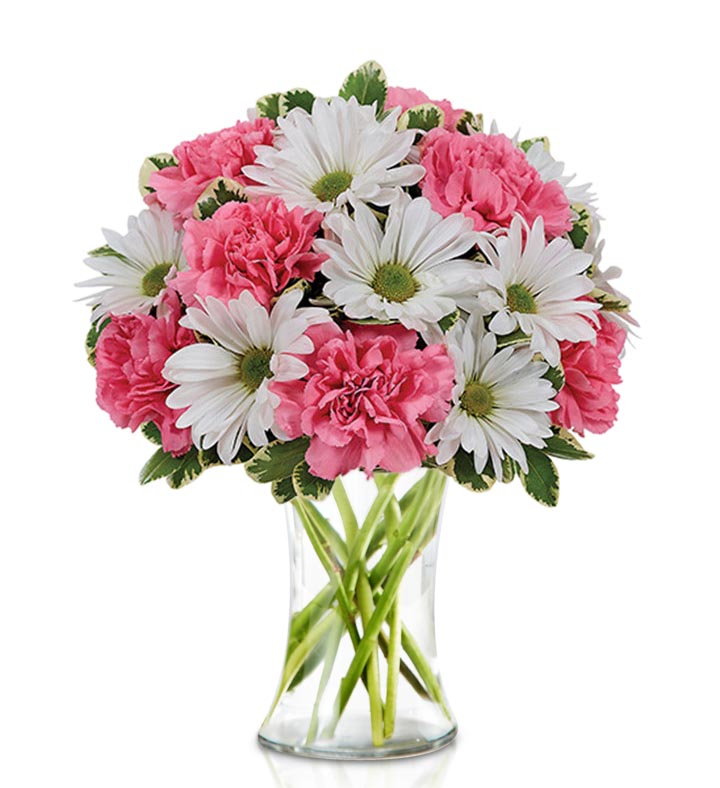 Flower Country Small Daisy & Rose Delight with Vase
