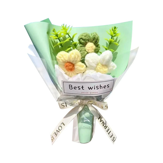 Clearance Sales Today Deals Prime Knitted Wool Flower Bouquet: A With Fresh Floral Charm Green