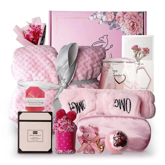 Relaxing Spa Care Package with Luxury Blanket – Perfect Birthday Gift, Get Well Soon, Valentine's Day, Mother's Day, or Christmas Gift for Women, Mom, Wife, Girlfriend, Friends, & Sister