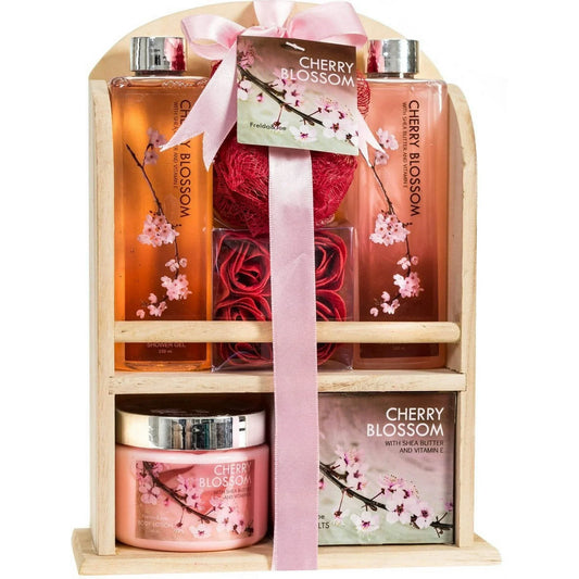 Indulge Bath Set Home Spa Package in a Wooden Curio - Perfect Gift Basket for Women