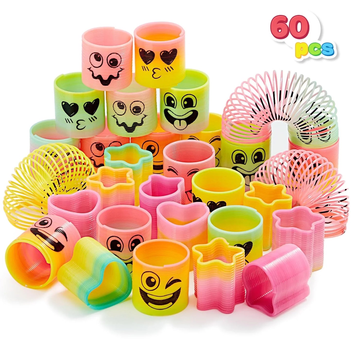 SYNCFUN 60 Pcs Party Favors for Kids Mini Spring Toys Plastic Coil Rainbow Slinky Toy Party Supplies for Birthday Goodie Bag Stuffers Pinata Fillers