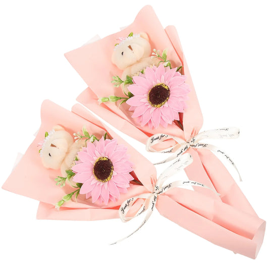 Yongwei 2pcs Graduation Flower Bouquets Graduation Bear Bouquet Bear Sunflower Bouquet